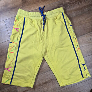 Switch Remarkable Gym Shorts Mens XXL Yellow Graffiti Cotton Streetwear Paint